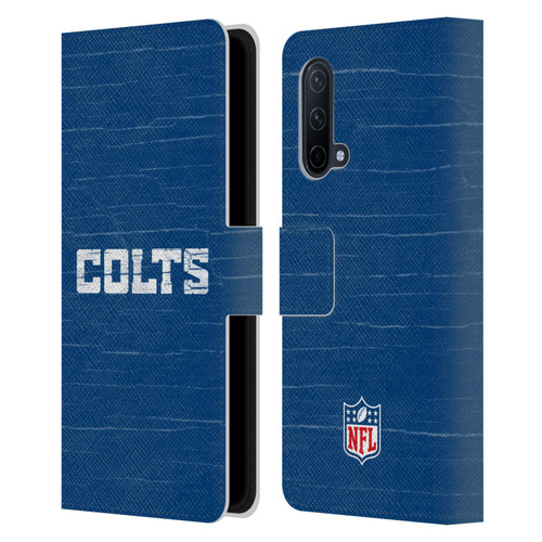 NFL Indianapolis Colts Logo Distressed Look Leather Book Wallet Case Cover For OnePlus Nord CE 5G