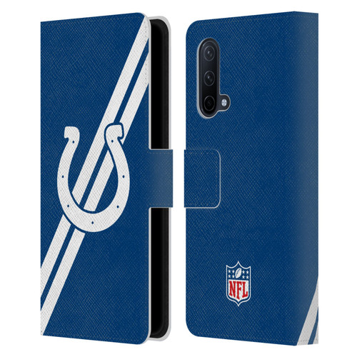 NFL Indianapolis Colts Logo Stripes Leather Book Wallet Case Cover For OnePlus Nord CE 5G