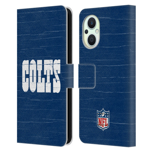NFL Indianapolis Colts Logo Distressed Look Leather Book Wallet Case Cover For OPPO Reno8 Lite