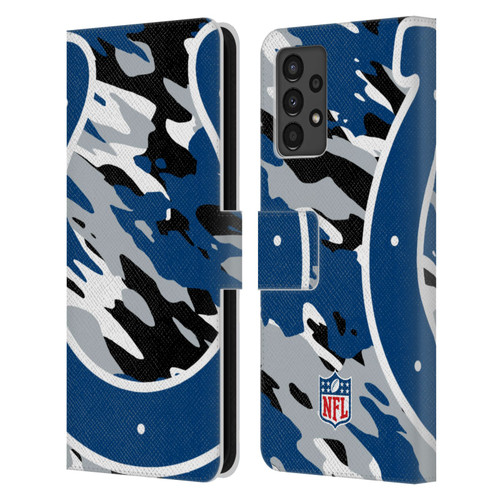 NFL Indianapolis Colts Logo Camou Leather Book Wallet Case Cover For Samsung Galaxy A13 (2022)