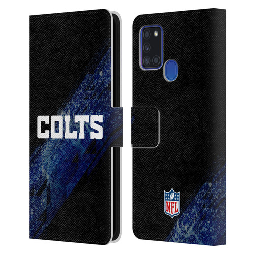 NFL Indianapolis Colts Logo Blur Leather Book Wallet Case Cover For Samsung Galaxy A21s (2020)