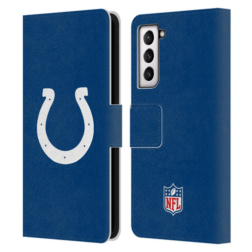 NFL Indianapolis Colts Logo Plain Leather Book Wallet Case Cover For Samsung Galaxy S21 5G