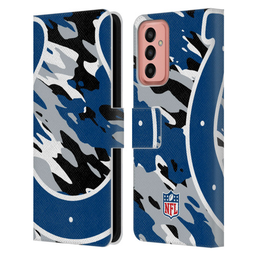 NFL Indianapolis Colts Logo Camou Leather Book Wallet Case Cover For Samsung Galaxy M13 (2022)