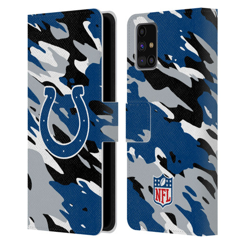NFL Indianapolis Colts Logo Camou Leather Book Wallet Case Cover For Samsung Galaxy M31s (2020)