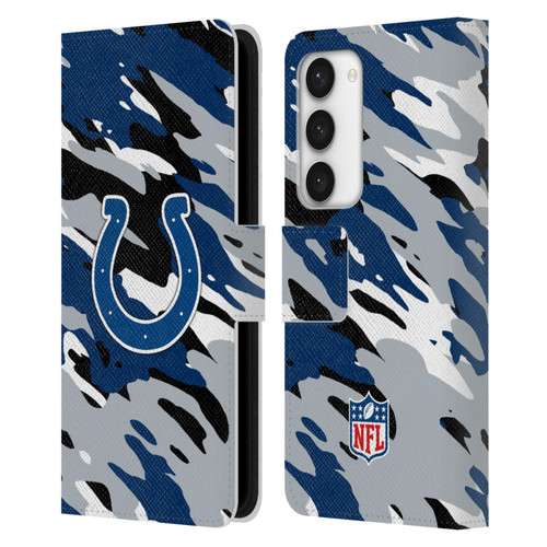 NFL Indianapolis Colts Logo Camou Leather Book Wallet Case Cover For Samsung Galaxy S23 5G