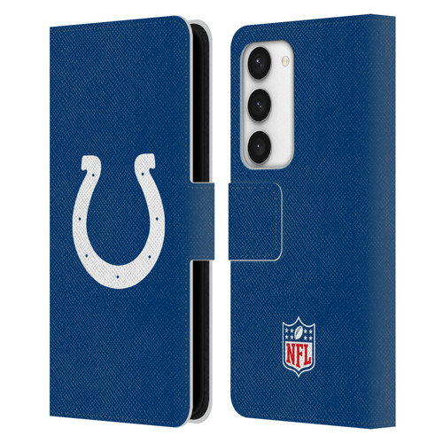 NFL Indianapolis Colts Logo Plain Leather Book Wallet Case Cover For Samsung Galaxy S23 5G