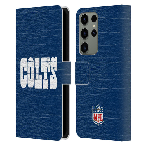 NFL Indianapolis Colts Logo Distressed Look Leather Book Wallet Case Cover For Samsung Galaxy S23 Ultra 5G