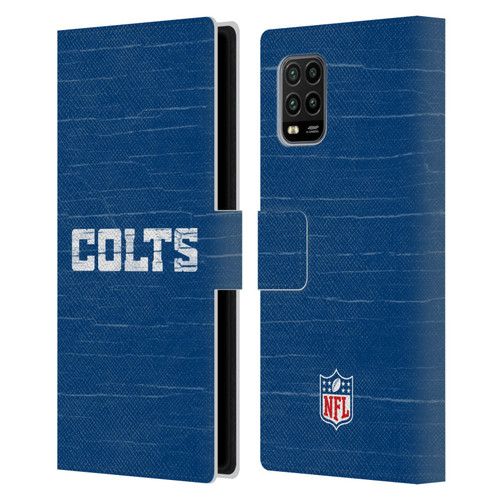 NFL Indianapolis Colts Logo Distressed Look Leather Book Wallet Case Cover For Xiaomi Mi 10 Lite 5G