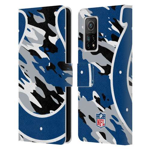 NFL Indianapolis Colts Logo Camou Leather Book Wallet Case Cover For Xiaomi Mi 10T 5G