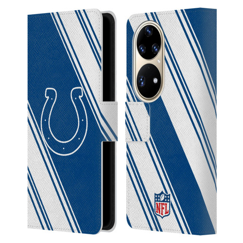 NFL Indianapolis Colts Artwork Stripes Leather Book Wallet Case Cover For Huawei P50 Pro