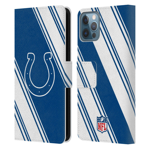 NFL Indianapolis Colts Artwork Stripes Leather Book Wallet Case Cover For Apple iPhone 12 / iPhone 12 Pro