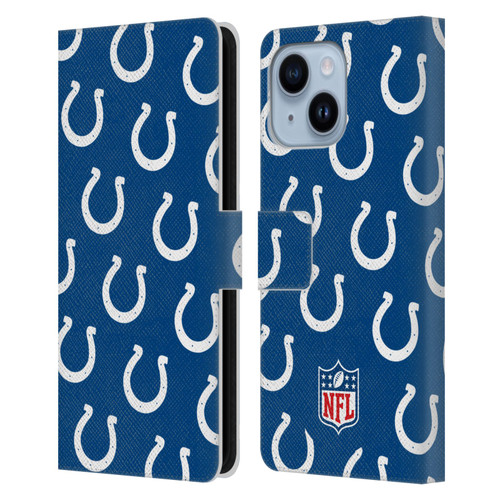 NFL Indianapolis Colts Artwork Patterns Leather Book Wallet Case Cover For Apple iPhone 14 Plus