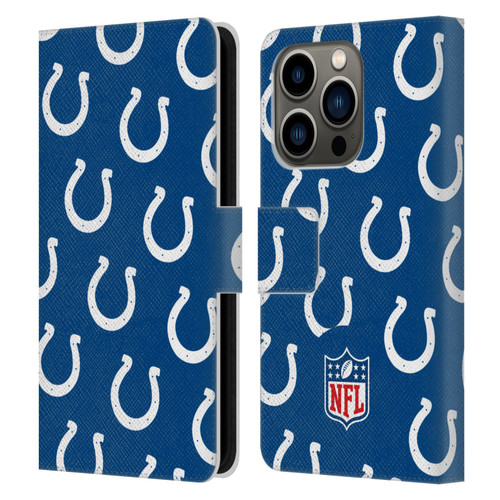 NFL Indianapolis Colts Artwork Patterns Leather Book Wallet Case Cover For Apple iPhone 14 Pro