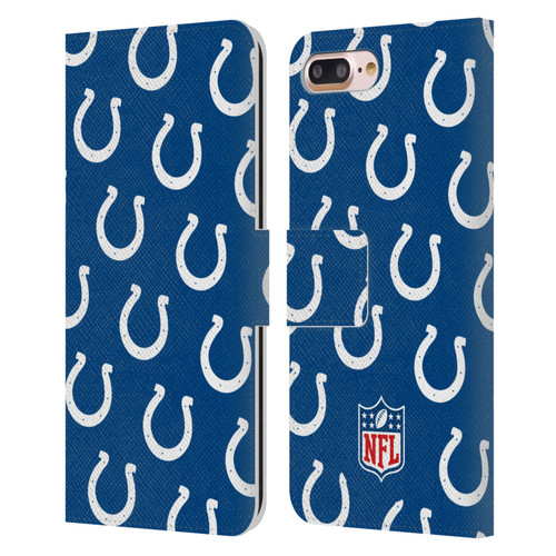 NFL Indianapolis Colts Artwork Patterns Leather Book Wallet Case Cover For Apple iPhone 7 Plus / iPhone 8 Plus
