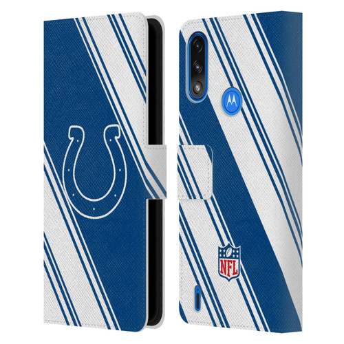 NFL Indianapolis Colts Artwork Stripes Leather Book Wallet Case Cover For Motorola Moto E7 Power / Moto E7i Power