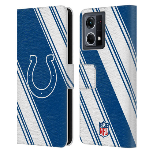 NFL Indianapolis Colts Artwork Stripes Leather Book Wallet Case Cover For OPPO Reno8 4G