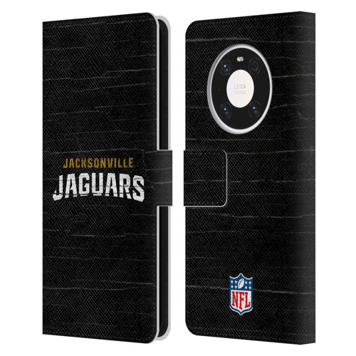 NFL Jacksonville Jaguars Logo Distressed Look Leather Book Wallet Case Cover For Huawei Mate 40 Pro 5G