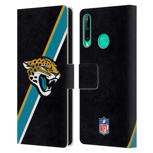 NFL Jacksonville Jaguars Logo Stripes Leather Book Wallet Case Cover For Huawei P40 lite E