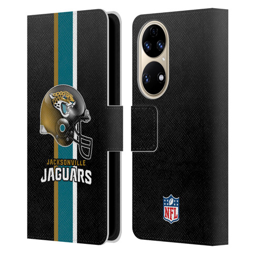 NFL Jacksonville Jaguars Logo Helmet Leather Book Wallet Case Cover For Huawei P50