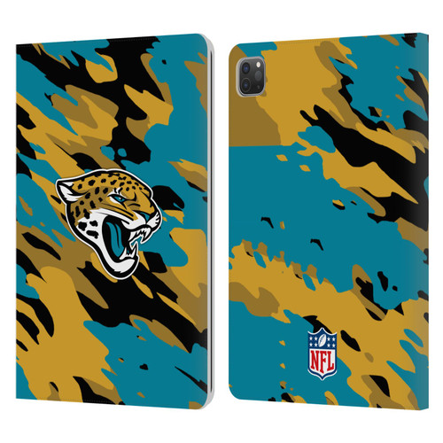 NFL Jacksonville Jaguars Logo Camou Leather Book Wallet Case Cover For Apple iPad Pro 11 2020 / 2021 / 2022