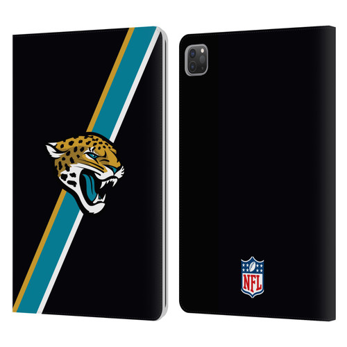NFL Jacksonville Jaguars Logo Stripes Leather Book Wallet Case Cover For Apple iPad Pro 11 2020 / 2021 / 2022