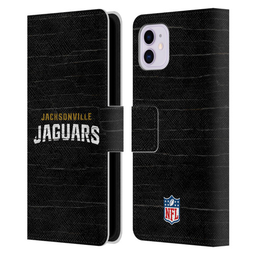 NFL Jacksonville Jaguars Logo Distressed Look Leather Book Wallet Case Cover For Apple iPhone 11