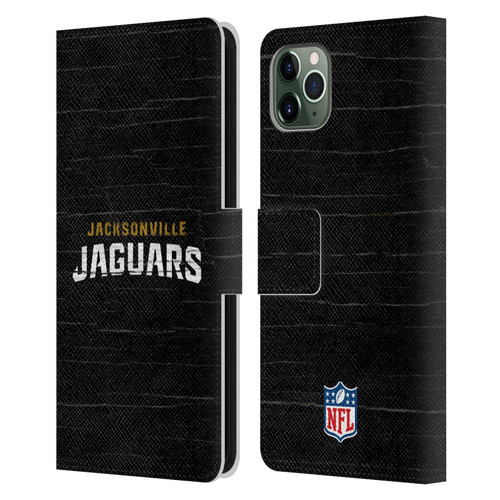 NFL Jacksonville Jaguars Logo Distressed Look Leather Book Wallet Case Cover For Apple iPhone 11 Pro Max