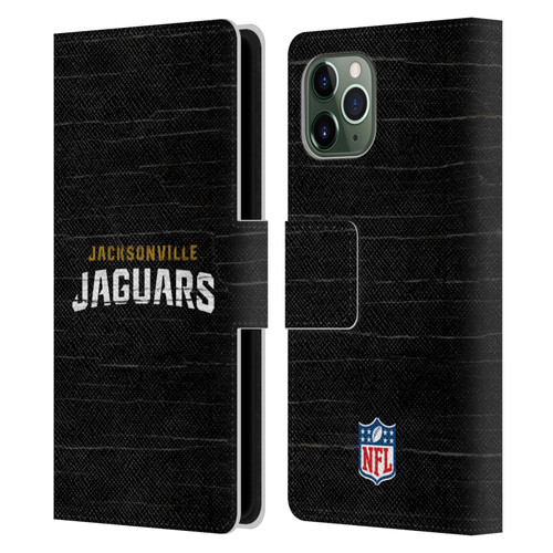 NFL Jacksonville Jaguars Logo Distressed Look Leather Book Wallet Case Cover For Apple iPhone 11 Pro