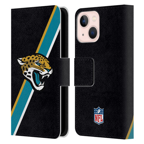 NFL Jacksonville Jaguars Logo Stripes Leather Book Wallet Case Cover For Apple iPhone 13 Mini