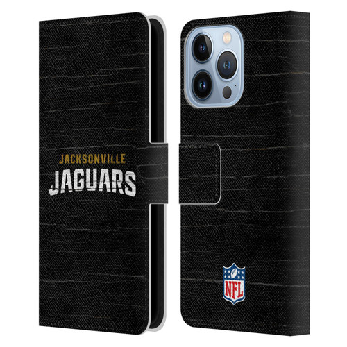 NFL Jacksonville Jaguars Logo Distressed Look Leather Book Wallet Case Cover For Apple iPhone 13 Pro
