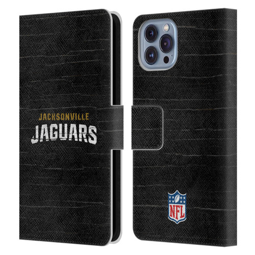 NFL Jacksonville Jaguars Logo Distressed Look Leather Book Wallet Case Cover For Apple iPhone 14
