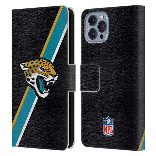 NFL Jacksonville Jaguars Logo Stripes Leather Book Wallet Case Cover For Apple iPhone 14