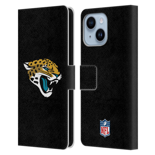 NFL Jacksonville Jaguars Logo Plain Leather Book Wallet Case Cover For Apple iPhone 14 Plus