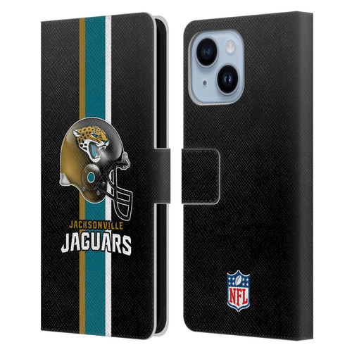 NFL Jacksonville Jaguars Logo Helmet Leather Book Wallet Case Cover For Apple iPhone 14 Plus