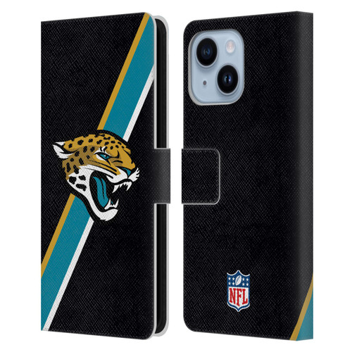 NFL Jacksonville Jaguars Logo Stripes Leather Book Wallet Case Cover For Apple iPhone 14 Plus