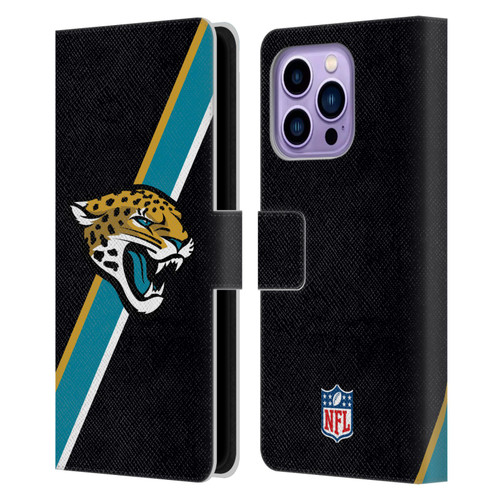 NFL Jacksonville Jaguars Logo Stripes Leather Book Wallet Case Cover For Apple iPhone 14 Pro Max