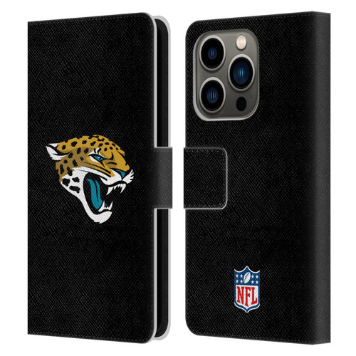 NFL Jacksonville Jaguars Logo Plain Leather Book Wallet Case Cover For Apple iPhone 14 Pro
