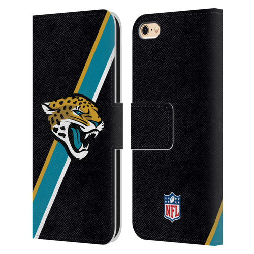 NFL Jacksonville Jaguars Logo Stripes Leather Book Wallet Case Cover For Apple iPhone 6 / iPhone 6s