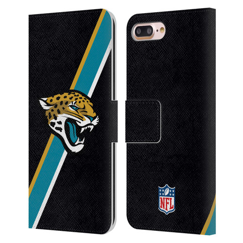 NFL Jacksonville Jaguars Logo Stripes Leather Book Wallet Case Cover For Apple iPhone 7 Plus / iPhone 8 Plus