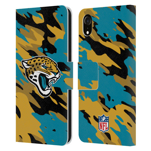NFL Jacksonville Jaguars Logo Camou Leather Book Wallet Case Cover For Apple iPhone XR