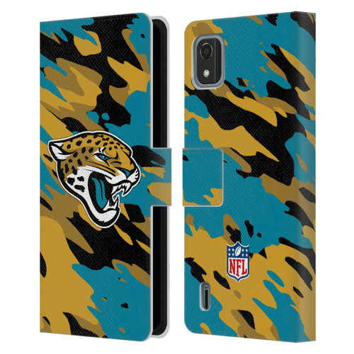 NFL Jacksonville Jaguars Logo Camou Leather Book Wallet Case Cover For Nokia C2 2nd Edition