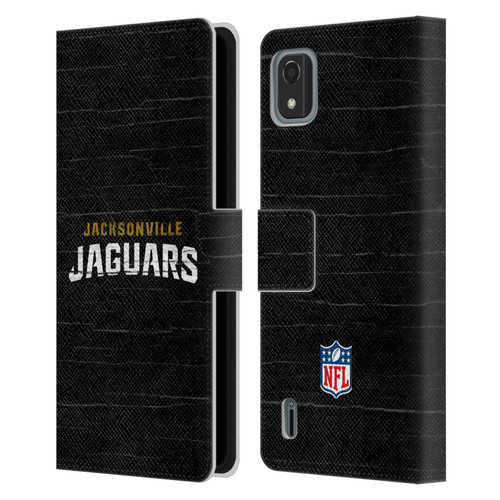 NFL Jacksonville Jaguars Logo Distressed Look Leather Book Wallet Case Cover For Nokia C2 2nd Edition
