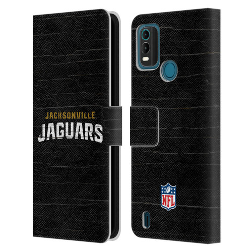 NFL Jacksonville Jaguars Logo Distressed Look Leather Book Wallet Case Cover For Nokia G11 Plus