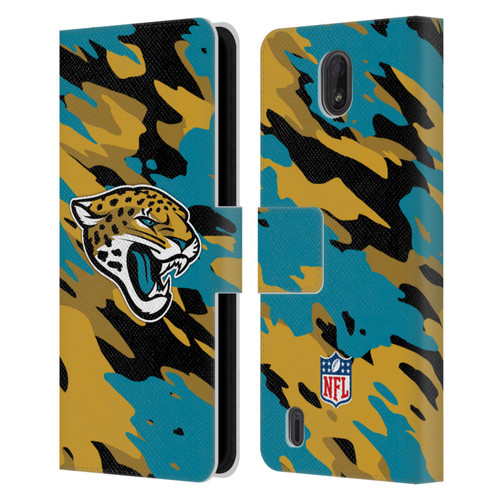 NFL Jacksonville Jaguars Logo Camou Leather Book Wallet Case Cover For Nokia C01 Plus/C1 2nd Edition