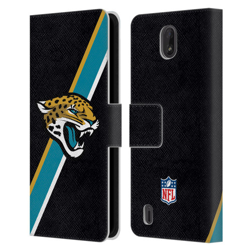 NFL Jacksonville Jaguars Logo Stripes Leather Book Wallet Case Cover For Nokia C01 Plus/C1 2nd Edition