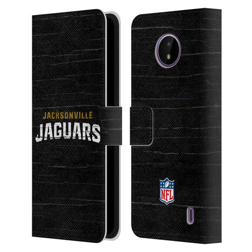NFL Jacksonville Jaguars Logo Distressed Look Leather Book Wallet Case Cover For Nokia C10 / C20