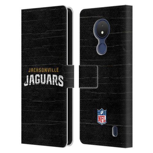 NFL Jacksonville Jaguars Logo Distressed Look Leather Book Wallet Case Cover For Nokia C21