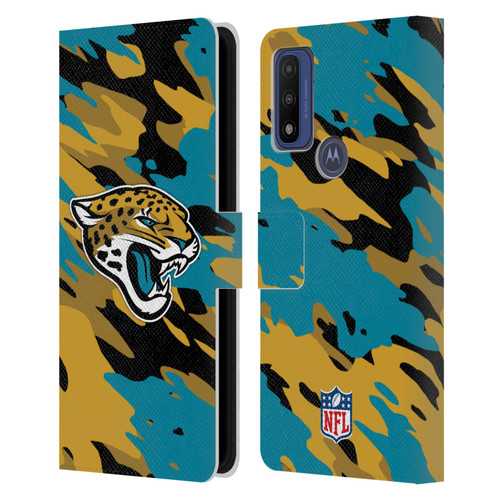 NFL Jacksonville Jaguars Logo Camou Leather Book Wallet Case Cover For Motorola G Pure