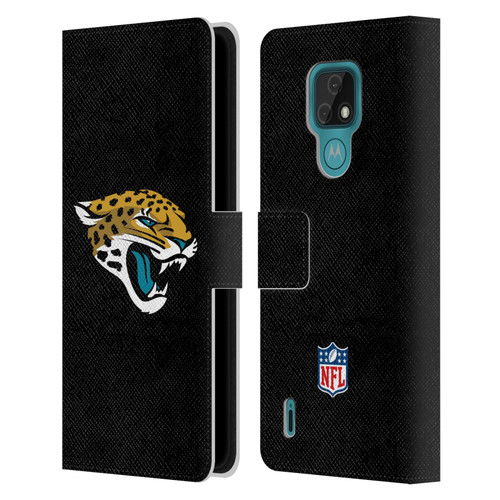 NFL Jacksonville Jaguars Logo Plain Leather Book Wallet Case Cover For Motorola Moto E7