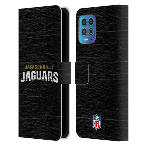 NFL Jacksonville Jaguars Logo Distressed Look Leather Book Wallet Case Cover For Motorola Moto G100